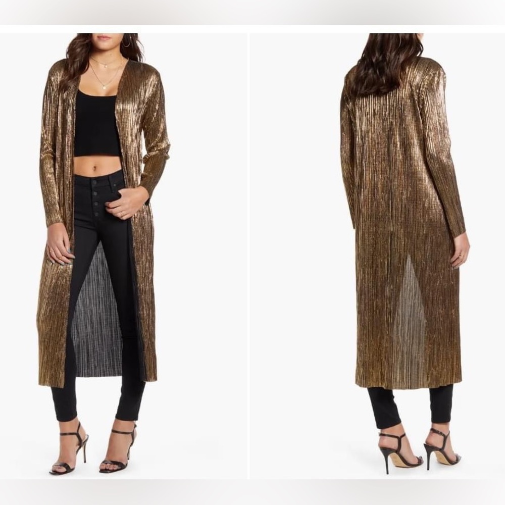 Gold plisse duster